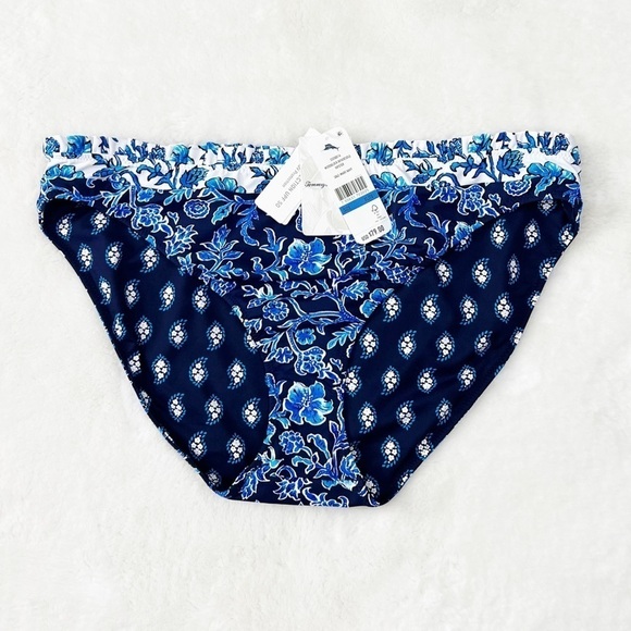 NWT Tommy Bahama Woodblock Blossoms Reversible Hipster Ruffle Bikini Bottoms - Picture 6 of 9